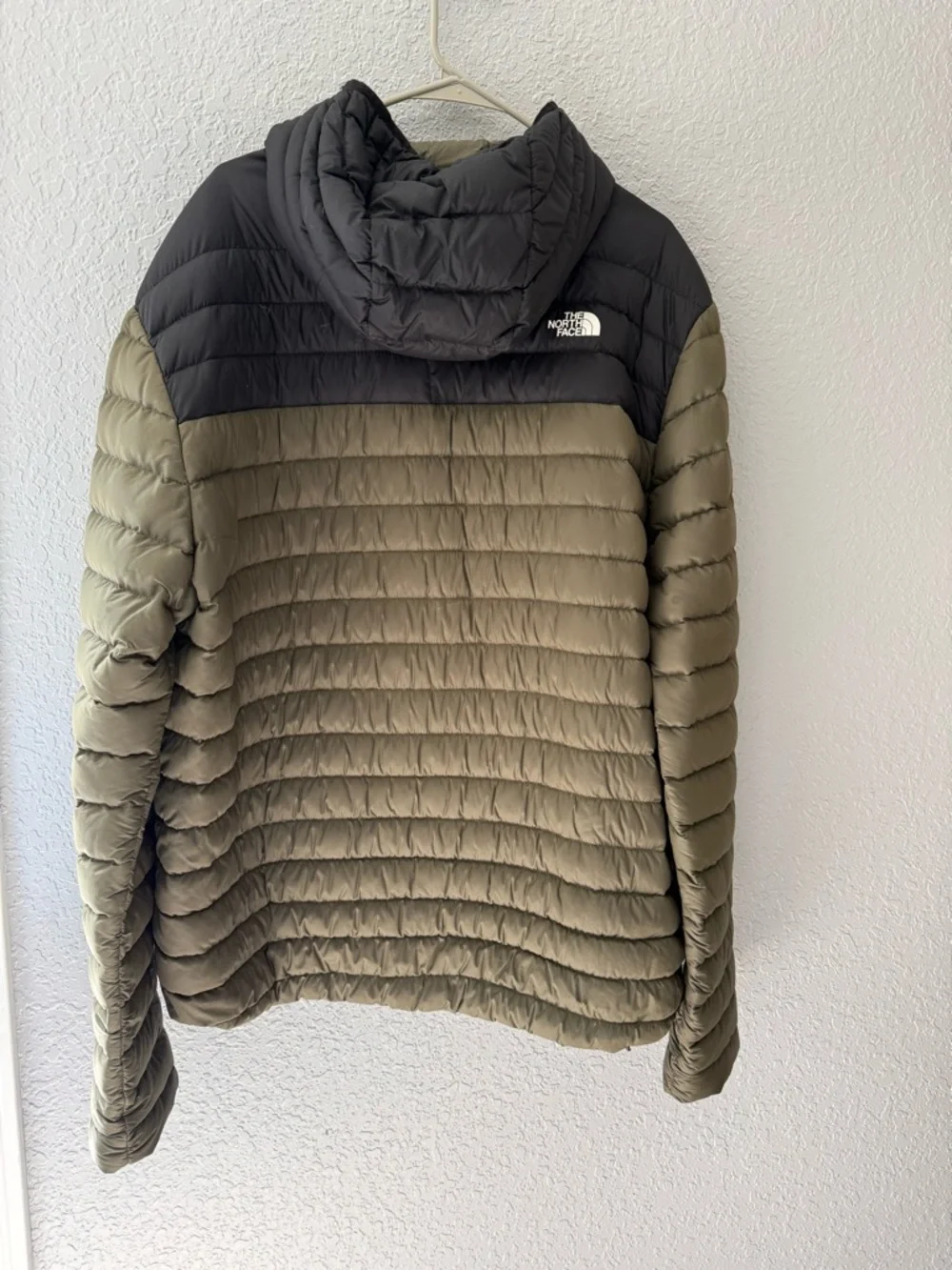 The North Face Quilted Hooded Jacket in Olive and Black